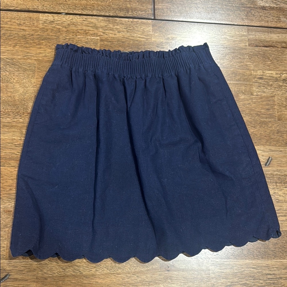 J CREW Navy Blue Scalloped Hem Skirt